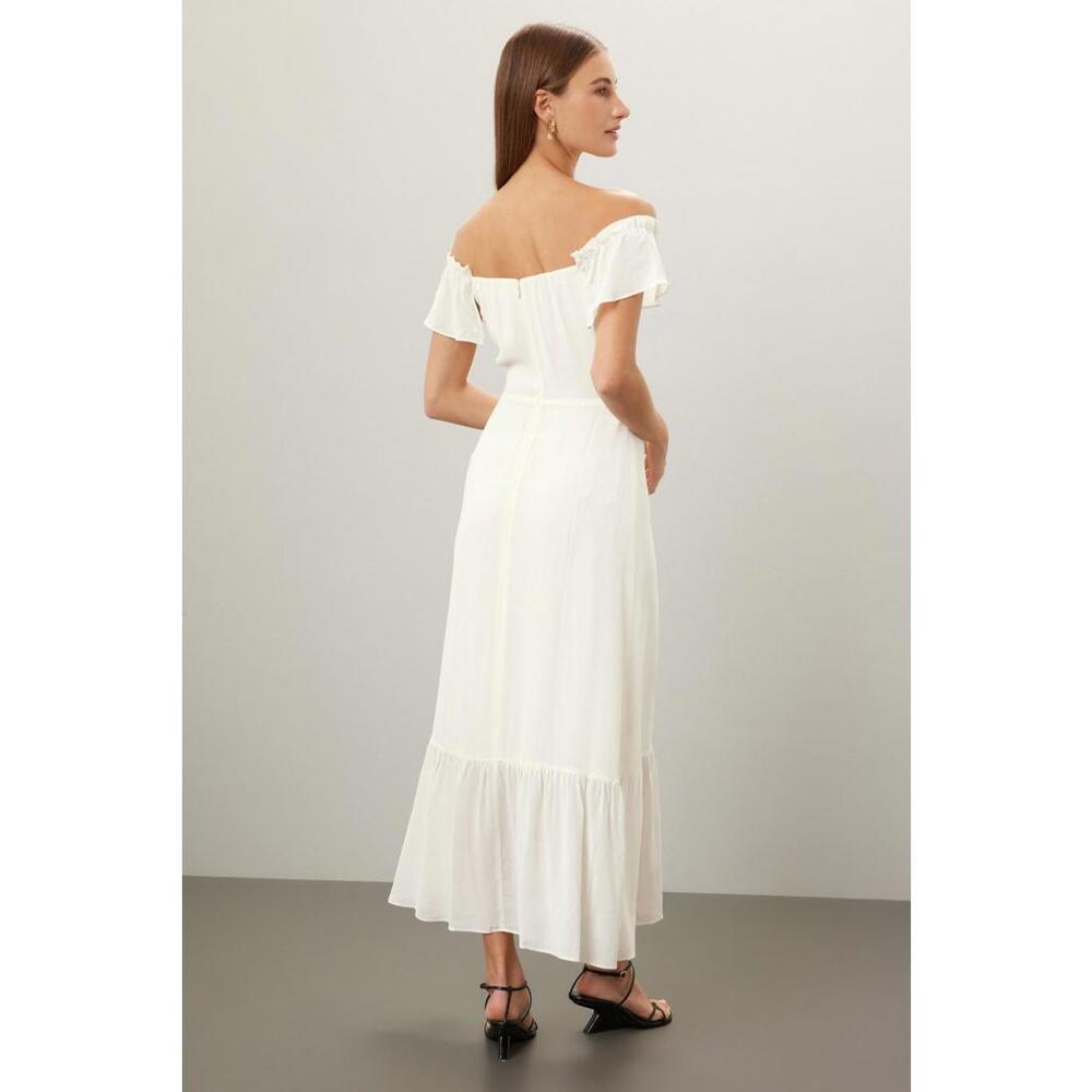 Reformation White Butterfly Dress Size 12 with Stains - Picture 2 of 7
